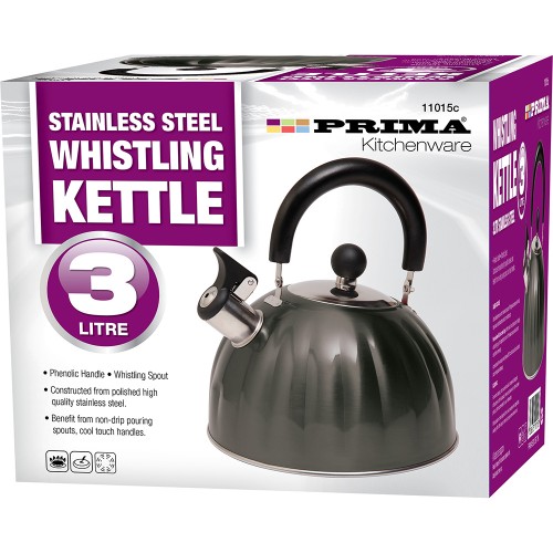 3L S/S Whistling KettleinColour Box Black