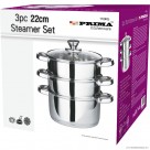 22cm 3pc S/S Steamer with Glass Lid