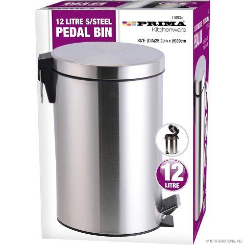 12L S/S Pedal Bin (DIA) 25.2cm x (H)39cm