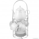 12pc Tea Cup Set with Rack in Grey Design