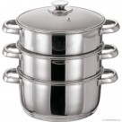 4pc 24cm 3 Tier S/S Steamer Set with Glass lid