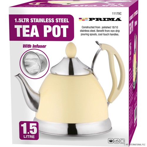 1.5L S/S Teapot in Cream Colour