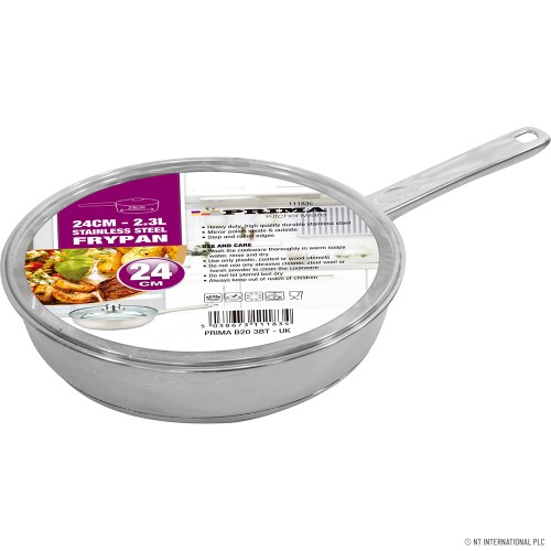 24cm S/S Frypan Induction Base With Glass Lid