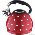 3.5L S/S Whistling Kettle Red with White Dots