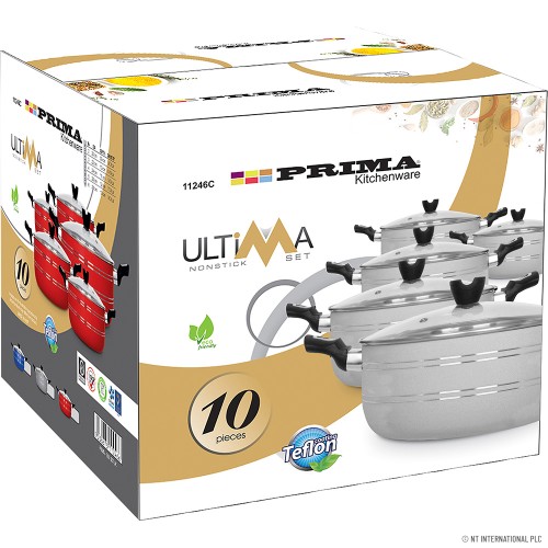 10pc NON-STICK CASSEROLE SET (20 - 28cm)  2x6