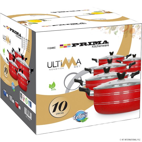 10pc NON-STICK CASSEROLE SET (20 - 28cm)  2x6