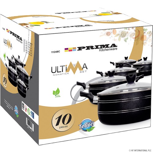 10pc NON-STICK CASSEROLE SET (20 - 28cm) 2x6