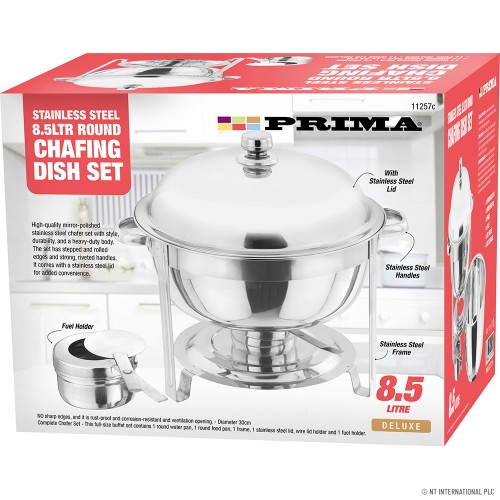 Round Chafing Dish 8.5lt SS Lid