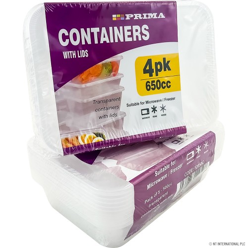 4pk Plastic Containers 650cc Micro