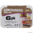 6pk Plastic Containers 500cc Micro