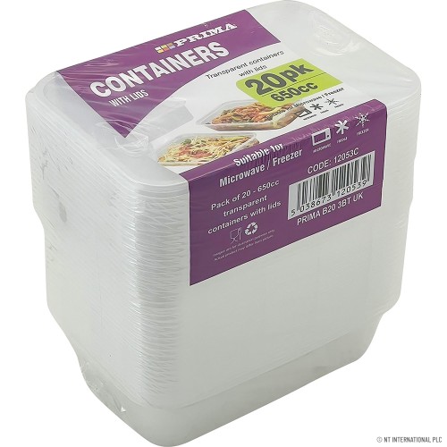 PK 20 Plastic Containers 650cc Micro (Rect)