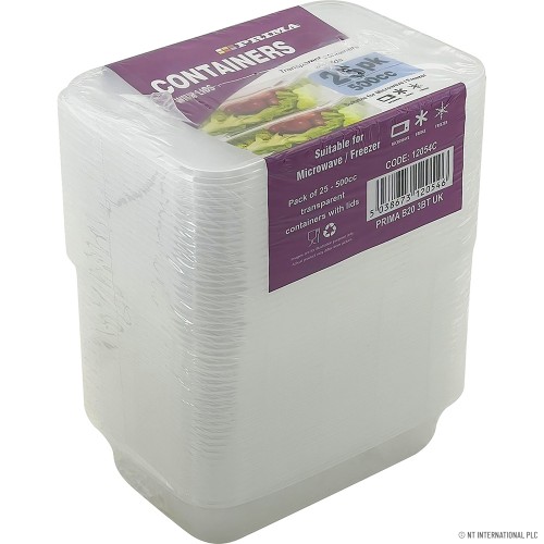 PK 25 Plastic Containers 500cc Micro (Rect)