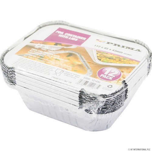 12pk No.1 Aluminium Containers with Lid