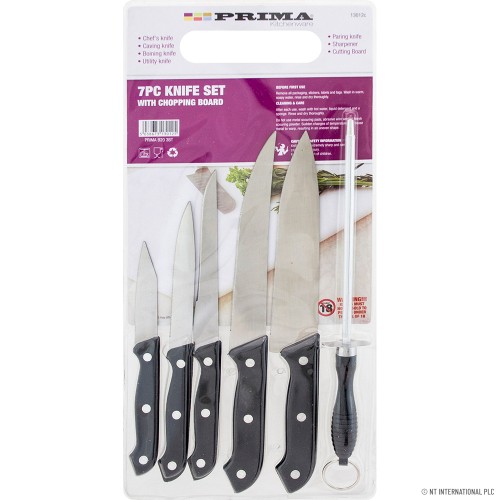 7pc Knife Set in Plastic cutting Board