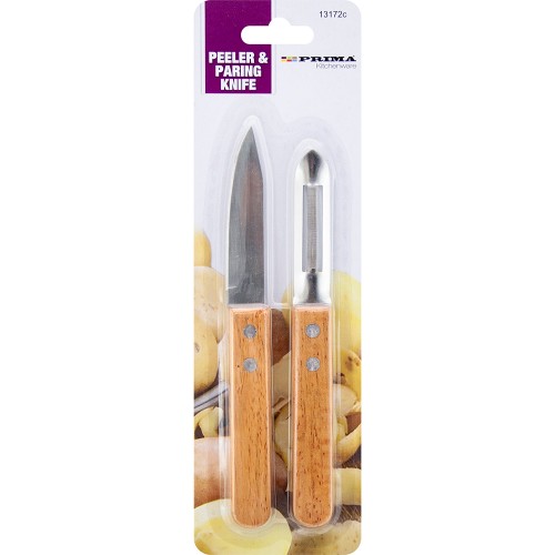 2pc Peeler & Paring Knife Wood Handle