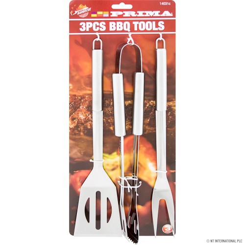 3pc BBQ Tool Set - Stainless Steel Handle
