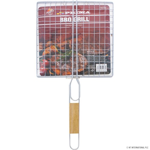 BBQ Grill 25.5 x 26cm  - Wooden Handle