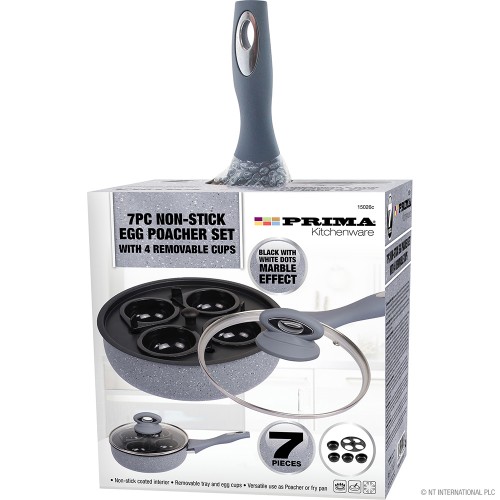 7pc Non Stick Egg Poacher - 4 Removable Cup
