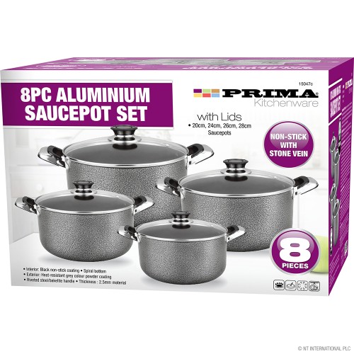 8pc N/S Casserole Set - Stone Vein