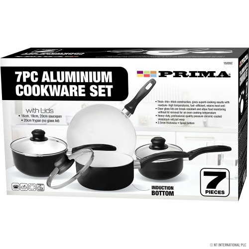 7pc Ceramic Coated Cookware Set - Black