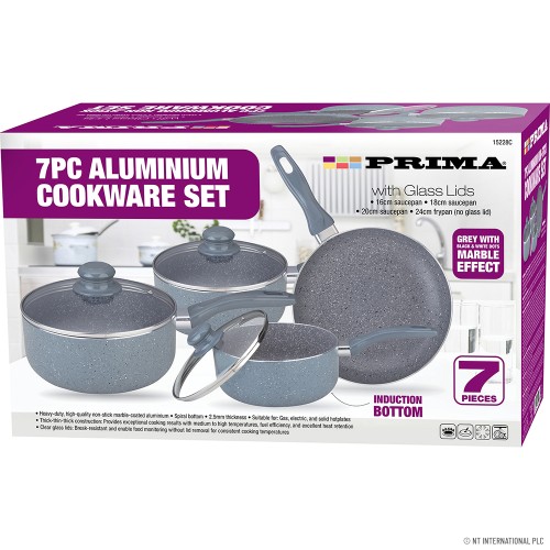 7pc N/S Cookware Set Marble Coating - Grey