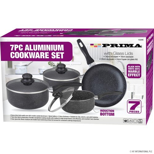 7pc N/S Cookware Set Marble Coating - Black