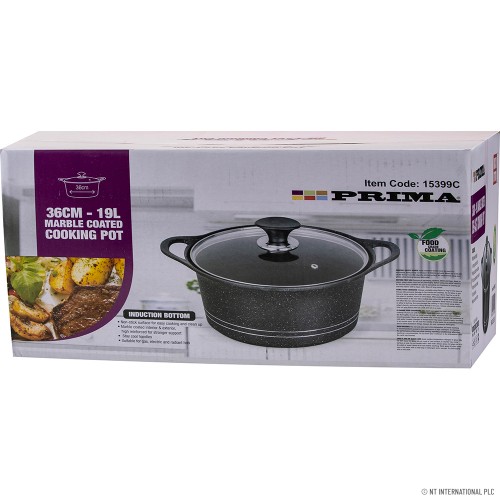 36cm- 19L Die-Cast Marble Coated Cooking Pot with Induction Bottom