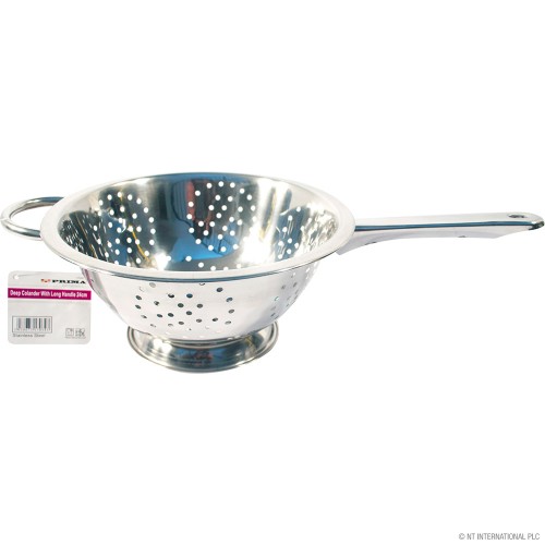 28cm Deep Colander - S/S Long Handle