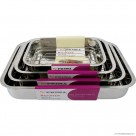 4pc S/S Roasting Pan Set with Racks - Heavy