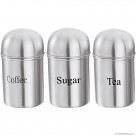 3pc S/S Canisters Set Coffee / Tea / Sugar