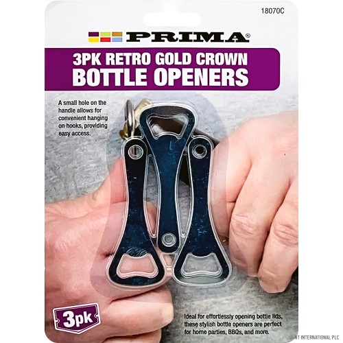 3pk Retro Gold Crown Bottle Openers