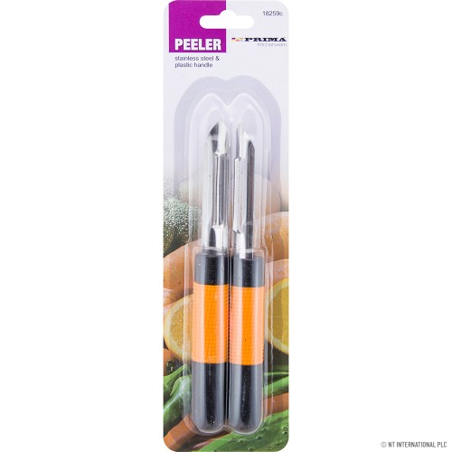 2pc S/S Peeler - Plastic Handle - Orange