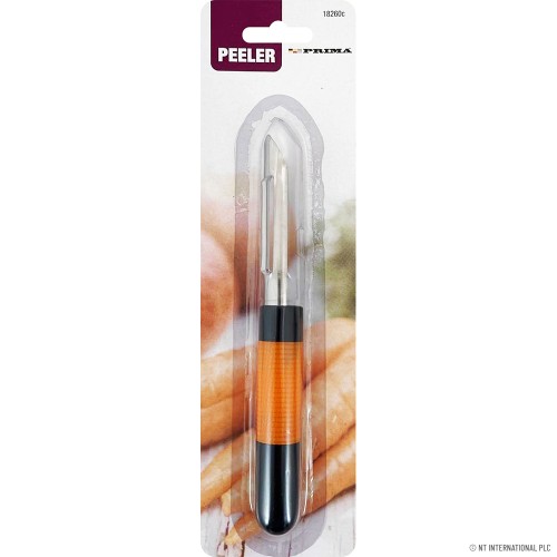 Single S/S Peeler - Plastic Handle - Orange