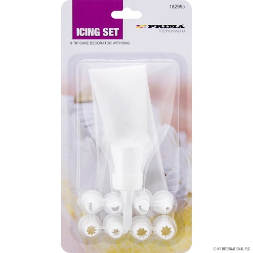9 Tip Cake Icing Decorator with Bag