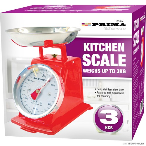 Mechanical Kitchen Scale 3Kg/10Kg RedinColour Box