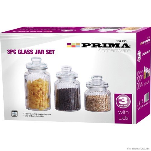 3pc Glass Jar Set