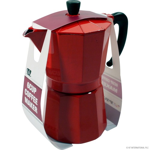 6 Cup Coffee Maker in Red, Black and Cream