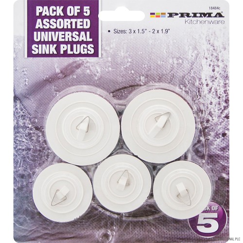 5pk Assorted Universal Sink Plugs