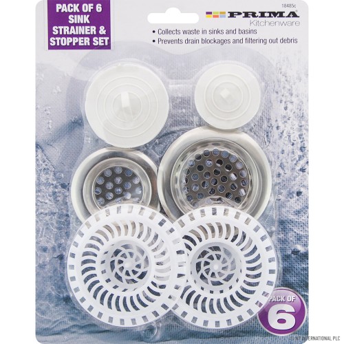 6pk Sink Strainer & Stopper Set