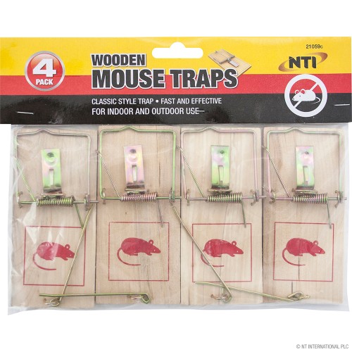 4pc Wooden Mouse Traps
