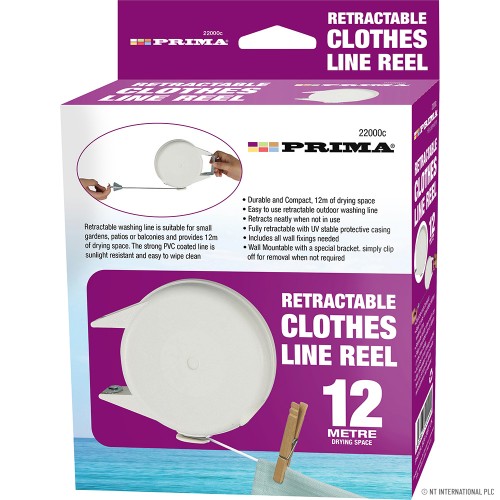 12m Clothes Line Retractable Reel - (Metal)