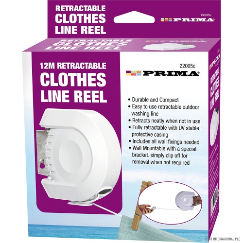 12m Clothes Line Retractable Reel - (Metal)