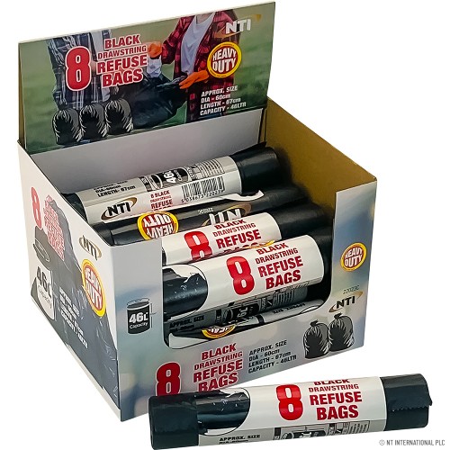 8pk Black Refuse Sacks