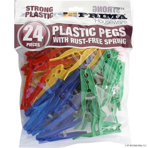 24pc Plastic Clothes Pegs - Rust Free