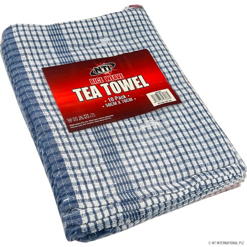 10pc Partially Dyed Tea Towel Rice Weave 50x70