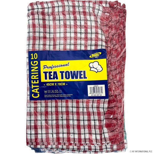 10pc Partially Dyed Tea Towel Economy Check 4