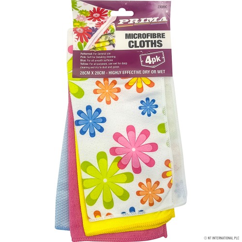 4pk Microfibre Cloths (28x28cm)