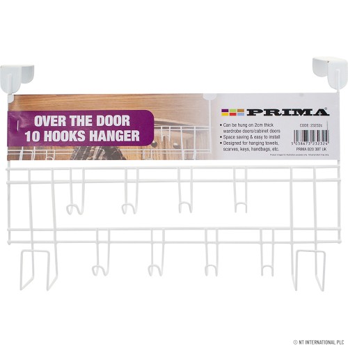 Over Door Hook 10 Hooks - White