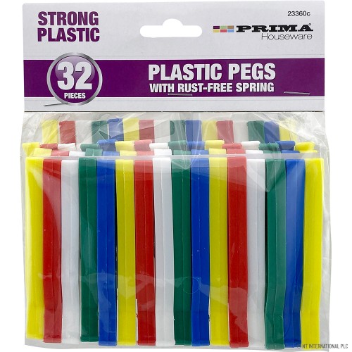 32pc Plastic Clothes Pegs - Rust Free