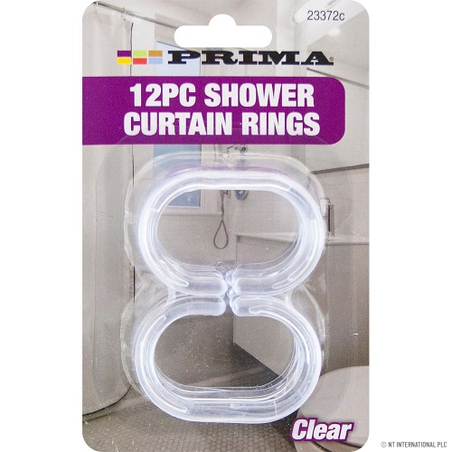 12pc Clear Shower Curtain Rings